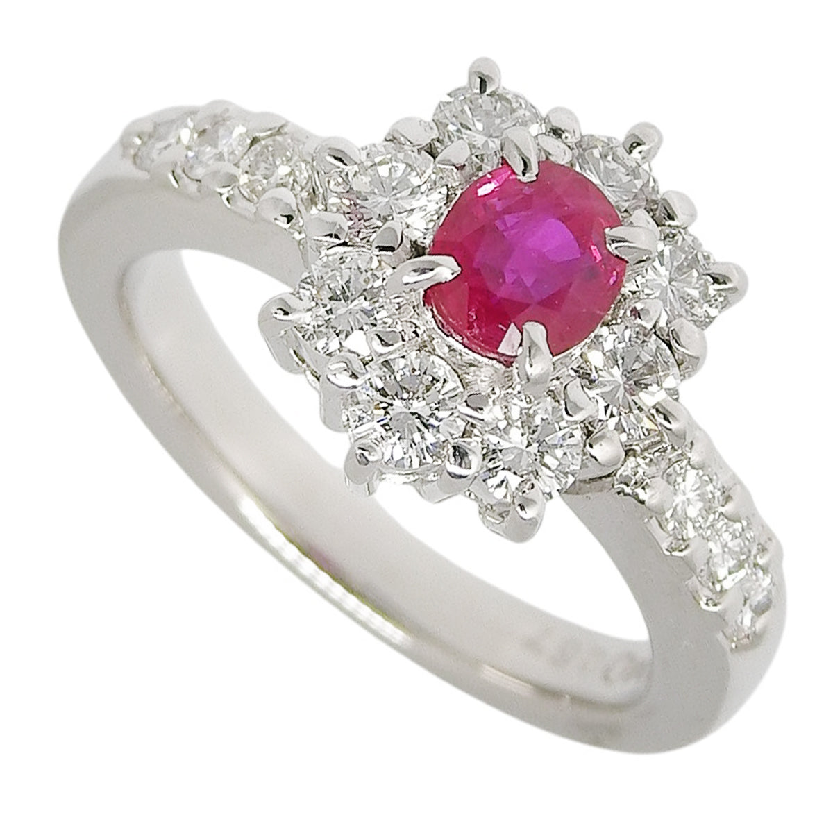 Ruby and diamond ring, R0.60/D0.67, platinum Pt900, 7.4g