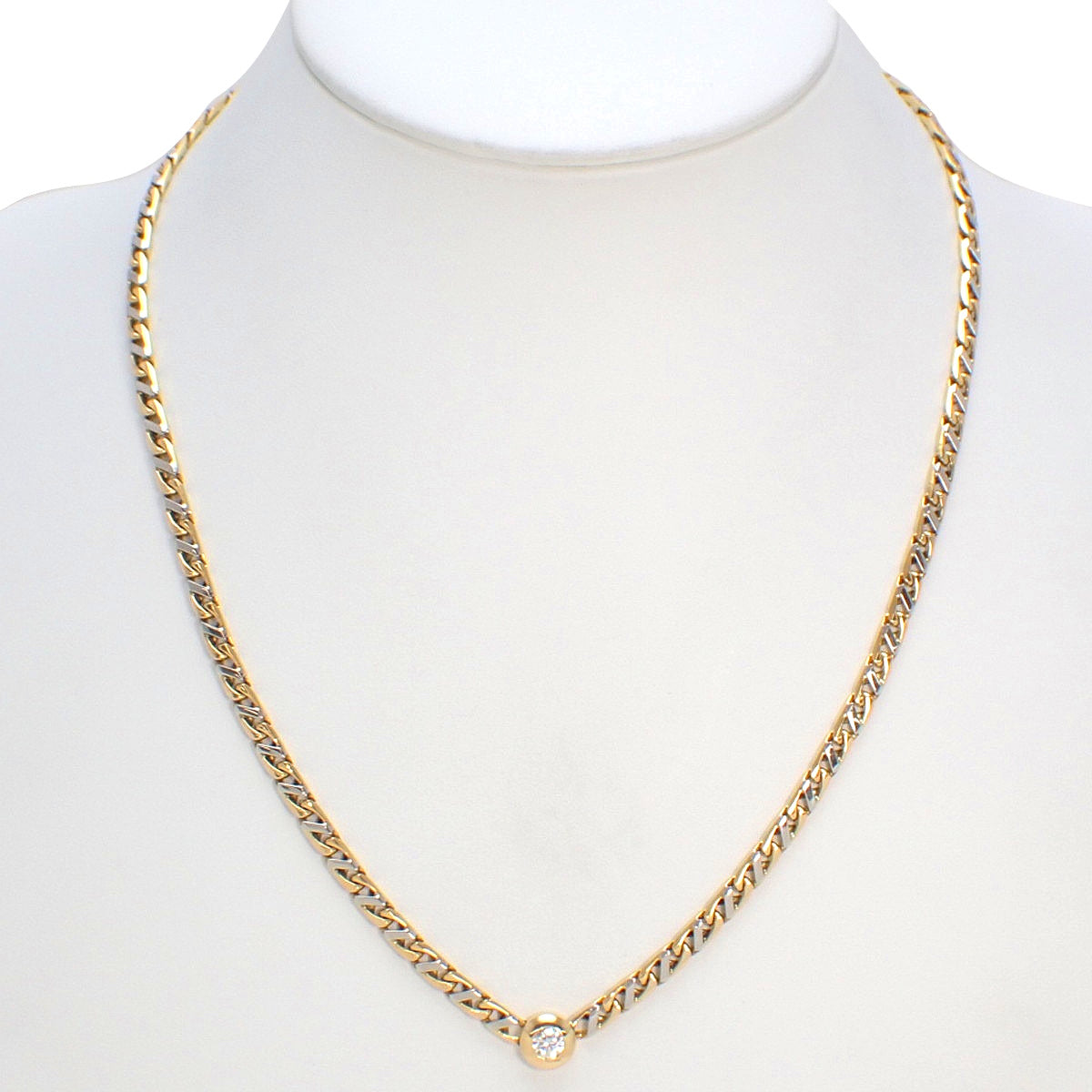 ダイヤモンド ネックレス D0.373 プラチナ Pt850 イエローゴールド K18YG