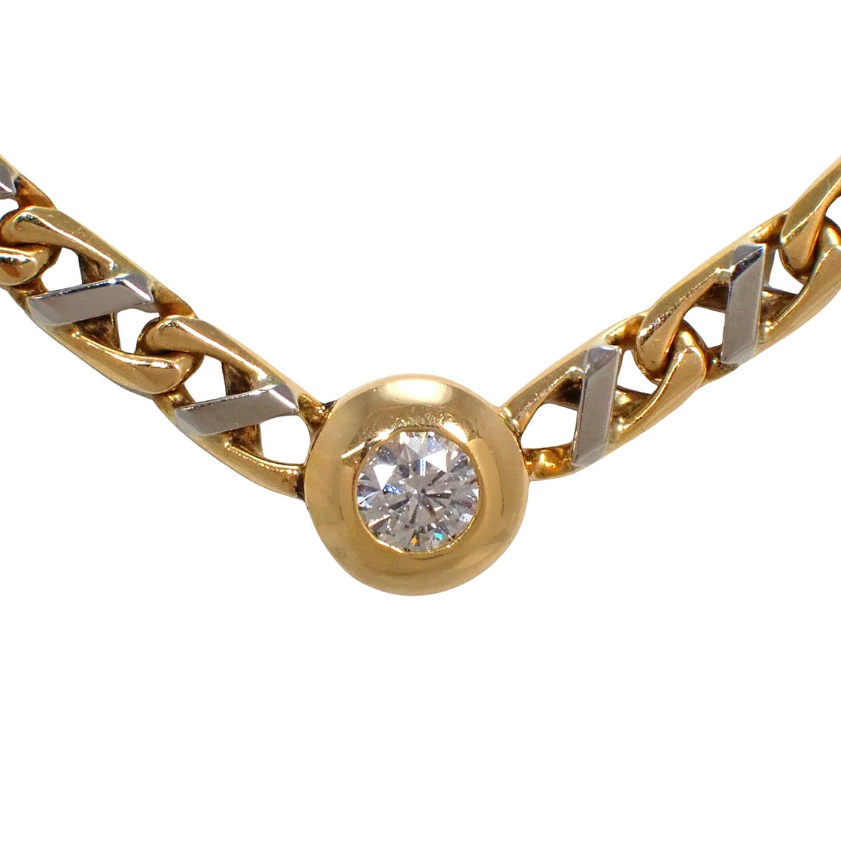 Diamond necklace D0.373 in platinum (Pt850) and yellow gold (K18YG)