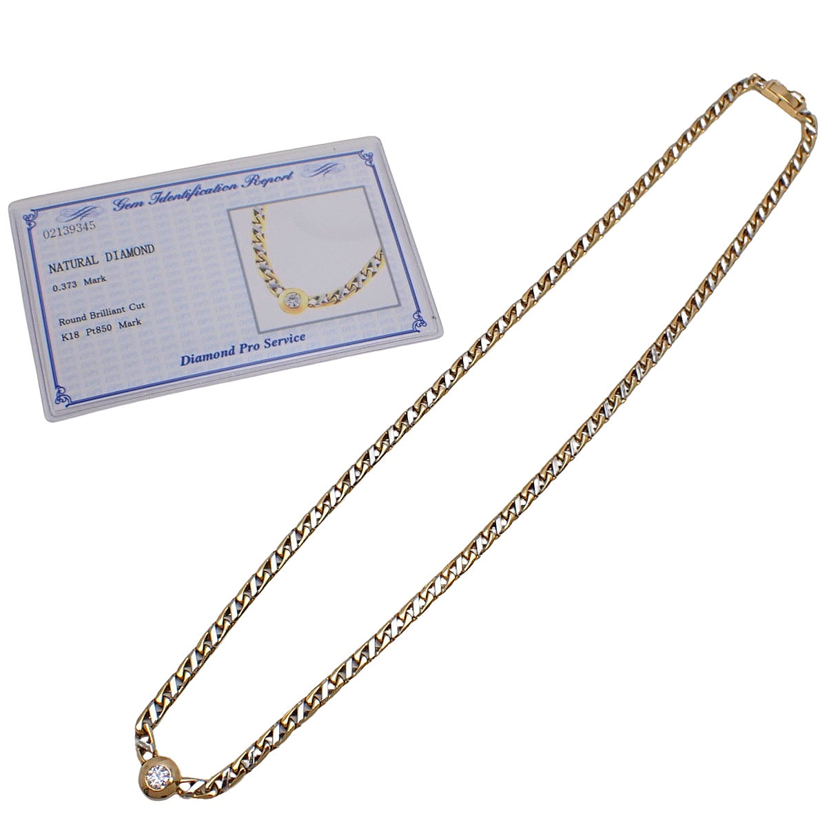 Diamond necklace D0.373 in platinum (Pt850) and yellow gold (K18YG)