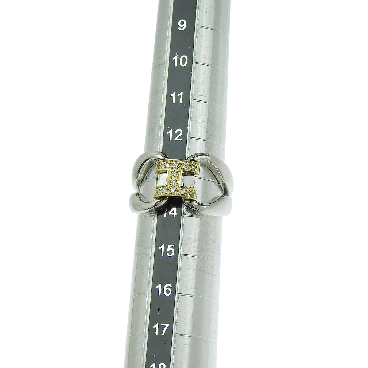 H logo ring D0.12 Yellow gold K18YG White gold K18WG