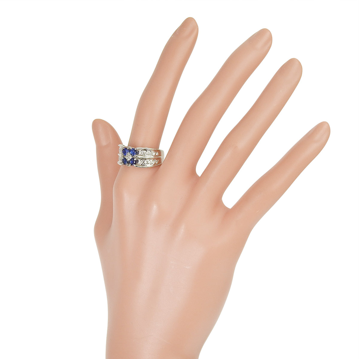 Sapphire and diamond ring, size S0.85/D0.30, platinum Pt900, 12.6g