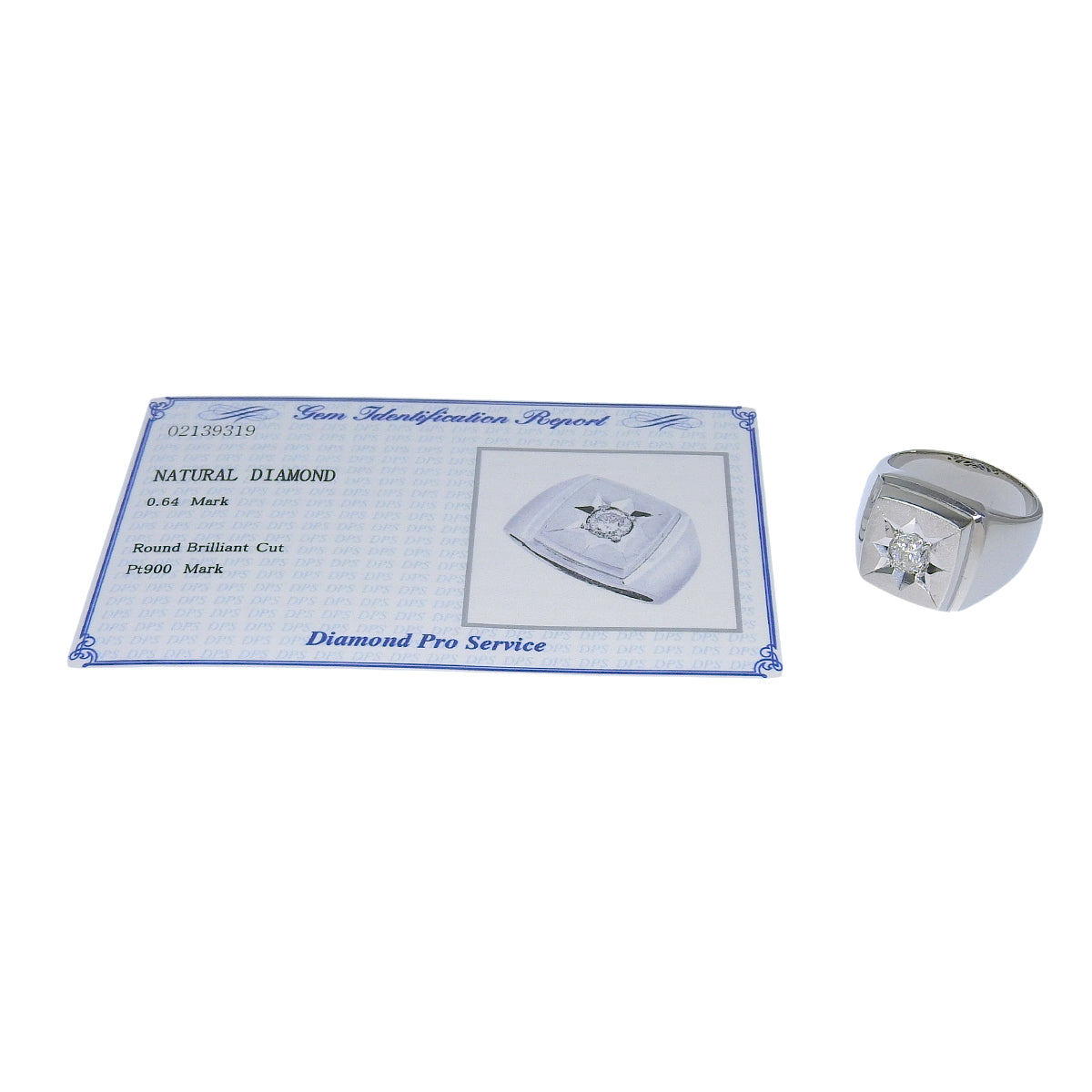 Diamond Signet Ring Platinum Pt900