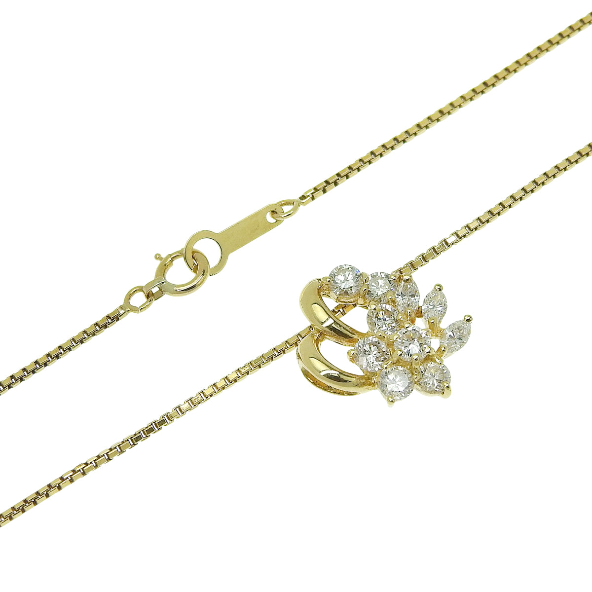 Diamond flower motif necklace D1.00 Yellow Gold K18YG