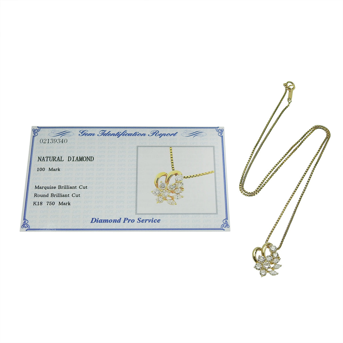 Diamond flower motif necklace D1.00 Yellow Gold K18YG