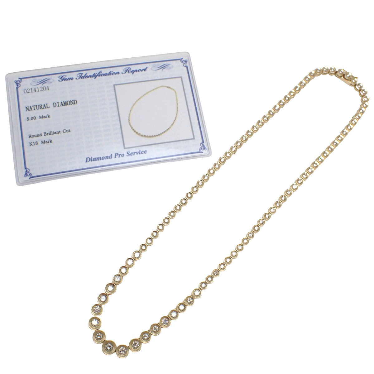 Diamond Tennis Necklace D5.00 Yellow Gold K18YG