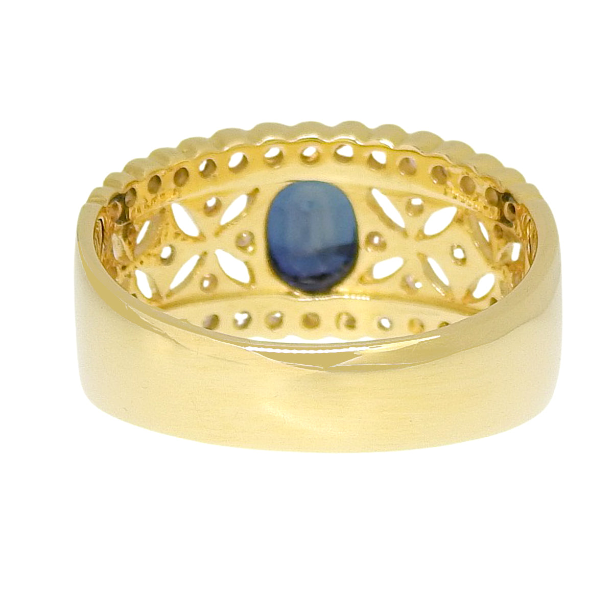 蓝宝石钻石戒指,尺寸 S0.90/D0.50,18K黄金,5.3克