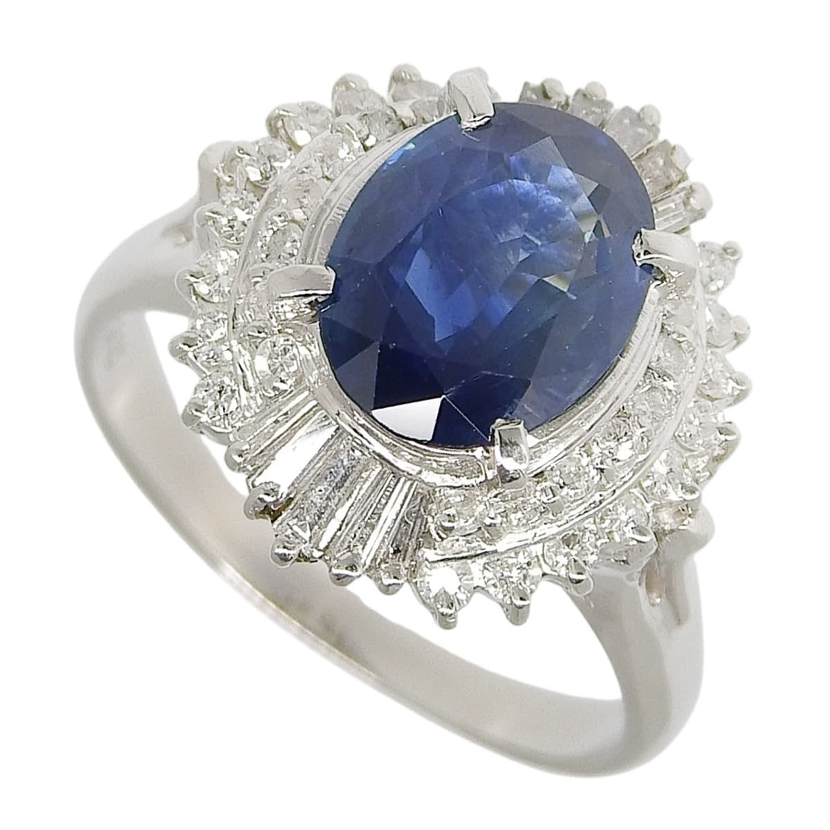 Sapphire and diamond ring, size S2.52/D0.60, platinum Pt900, 7.3g