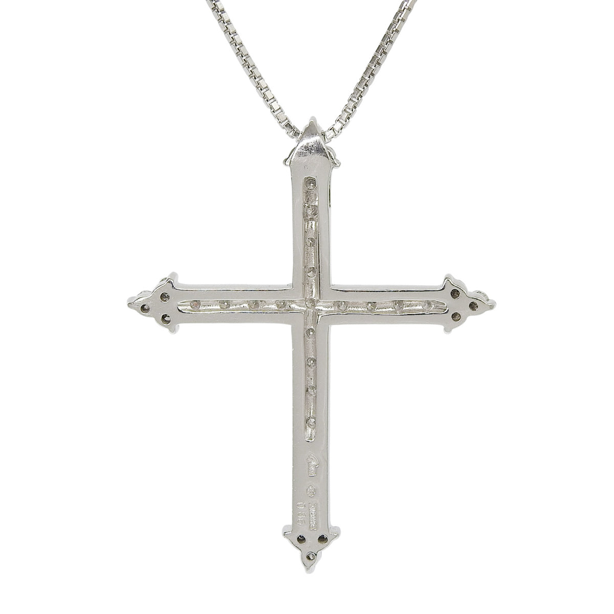 钻石十字架长项链 D0.86 白金 K18WG 12.8克