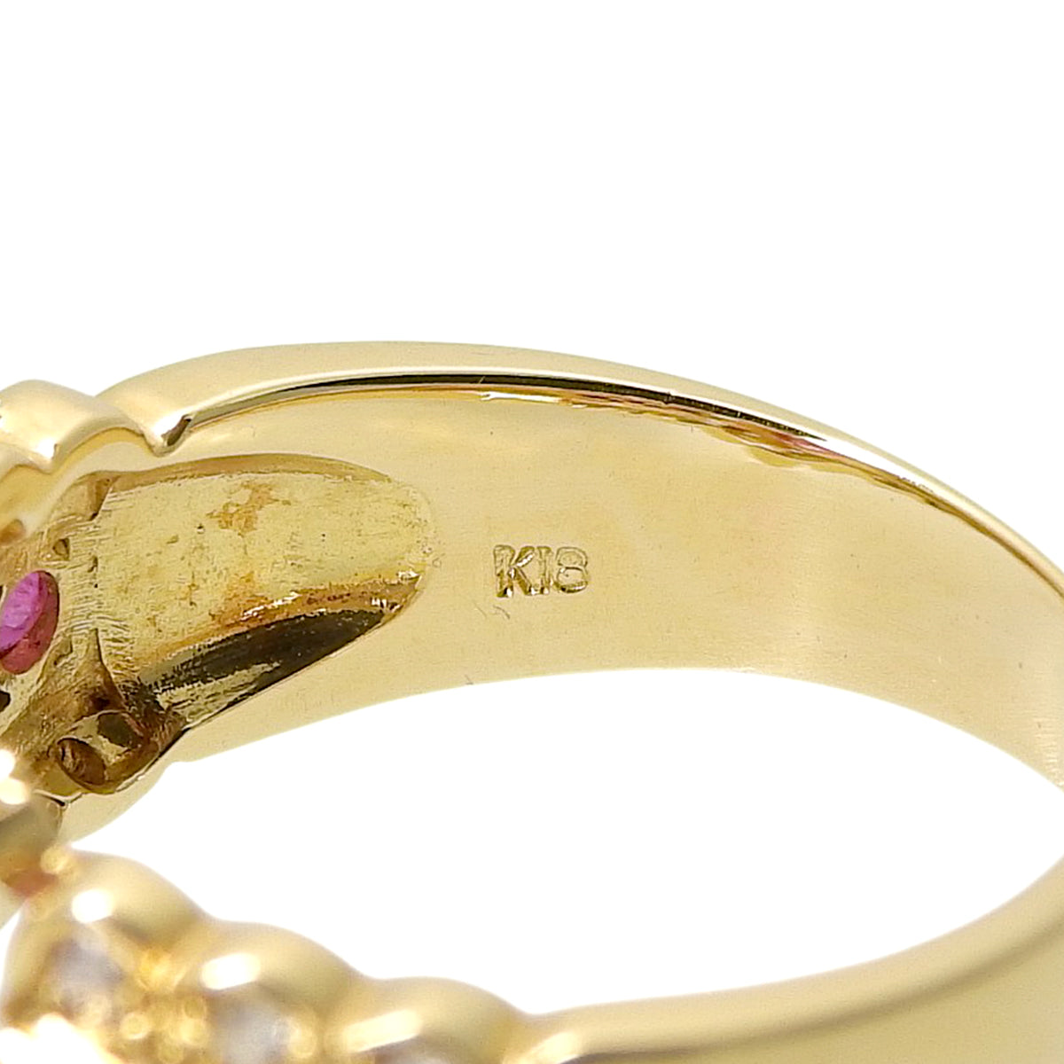 红宝石钻石花朵戒指,R0.63,0.44/D0.30,18K黄金,6.3克