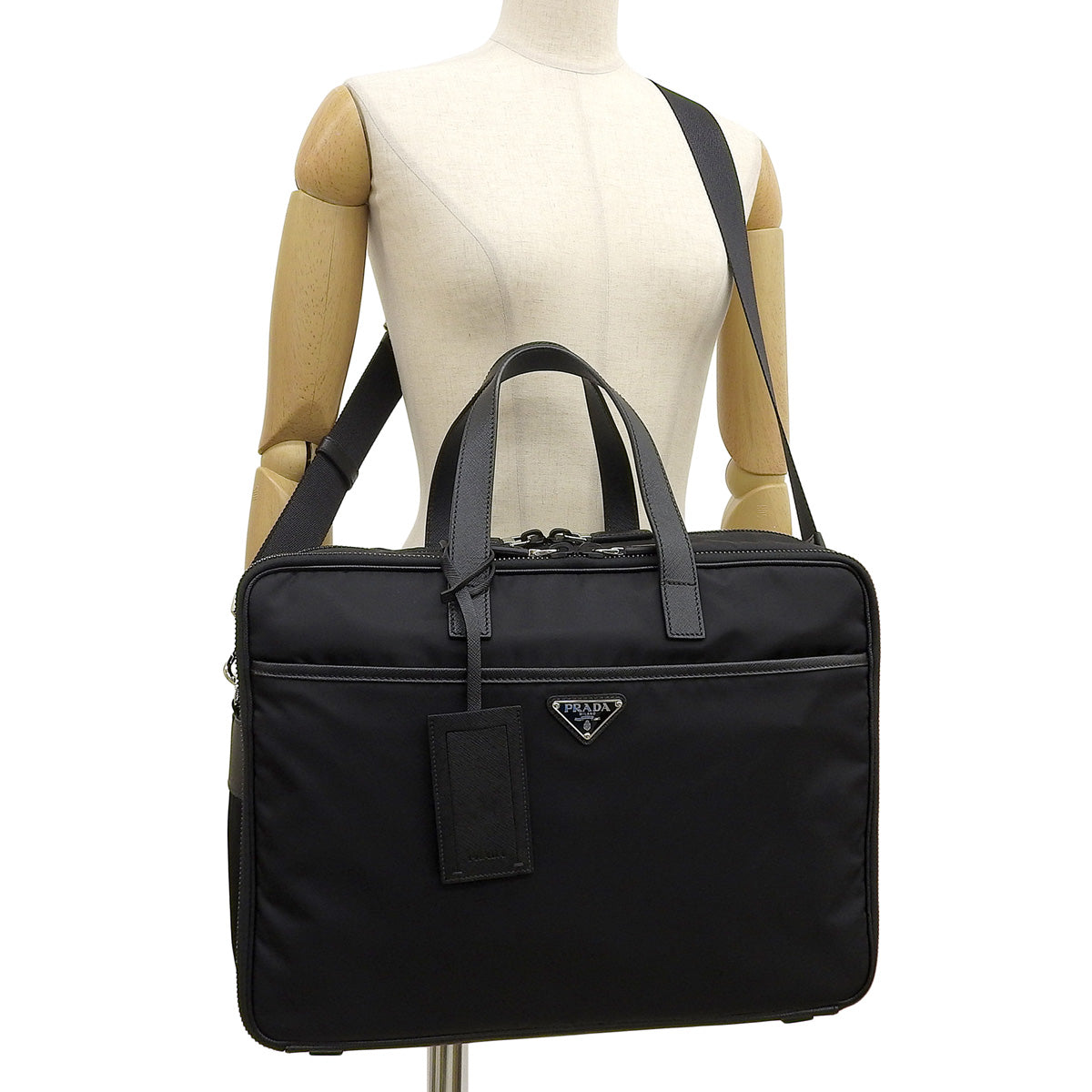 Re-Nlon 公文包,Saffiano 尼龙材质,黑色