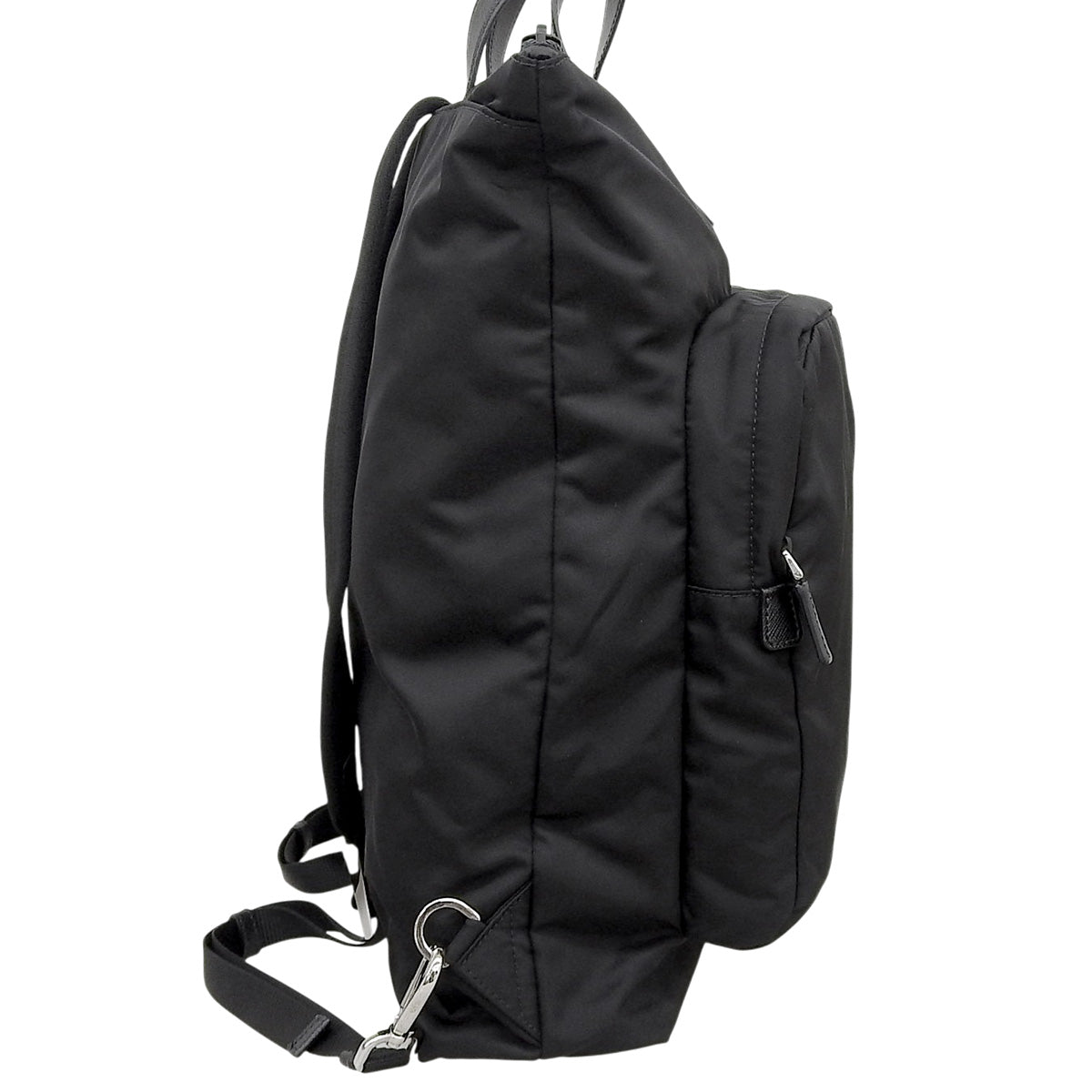 Re-Nylon 2-way Shopping Bag, Nylon and Saffiano Leather, Nero, 2VG053