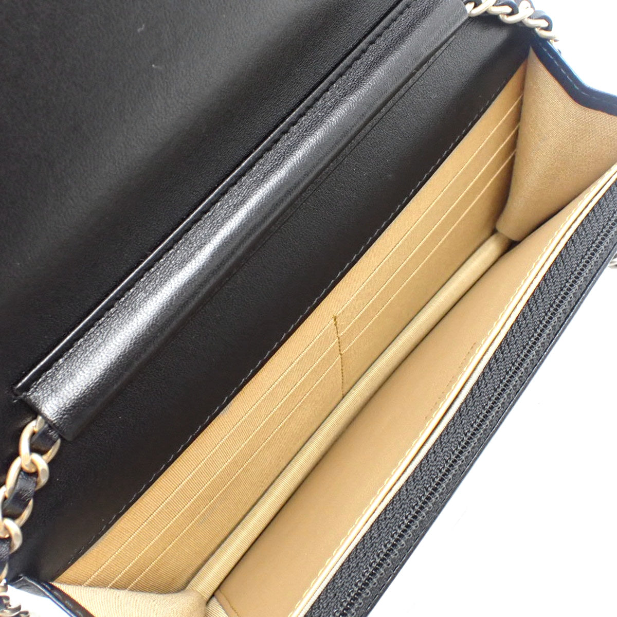 Coco Mark Icon 黑色羊皮链条钱包 AS1881