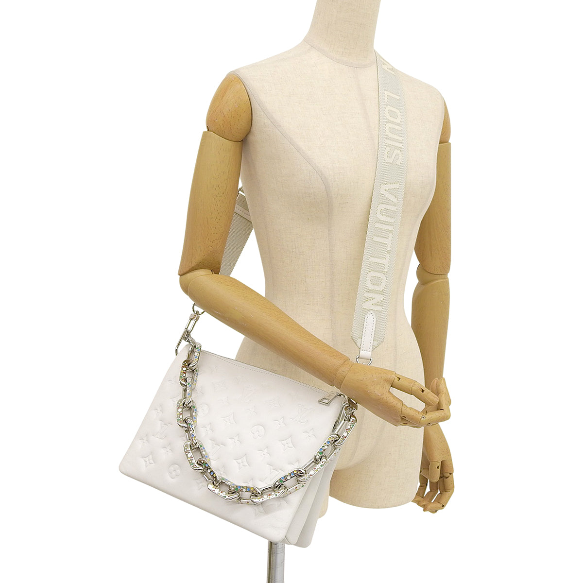 LV x YK Coussin PM Lamb Leather Bag in White and Yellow, M21619