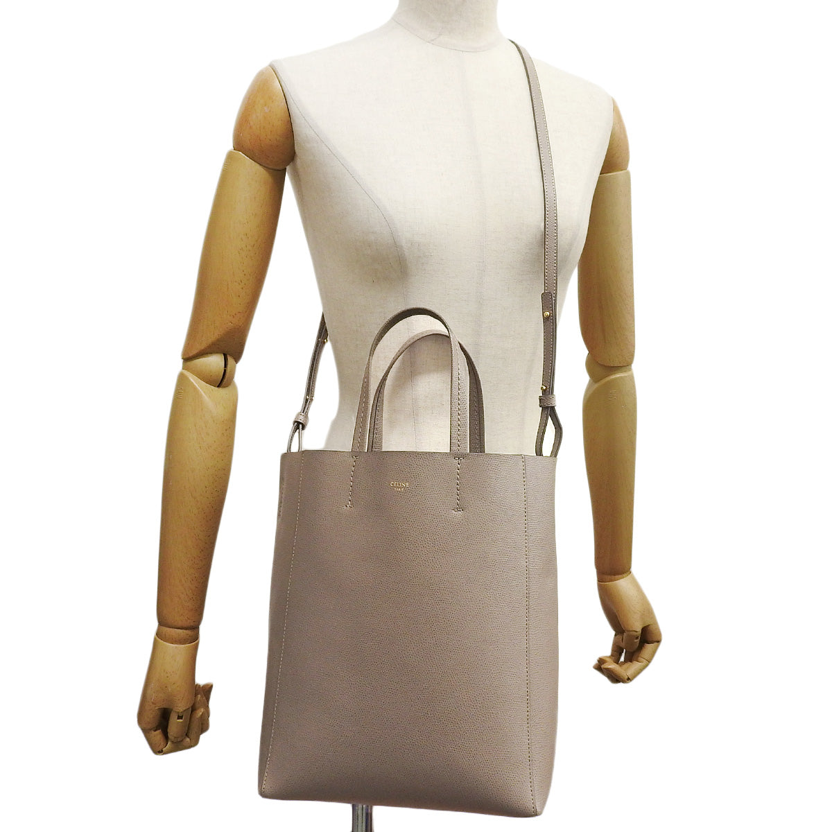 垂直卡巴斯小号皮革灰褐色