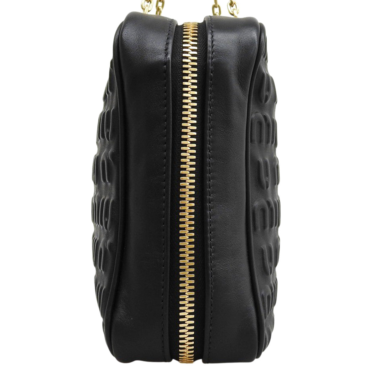 Logo Chain Shoulder Bag Leather SOFTY LOGO Black 5BB113