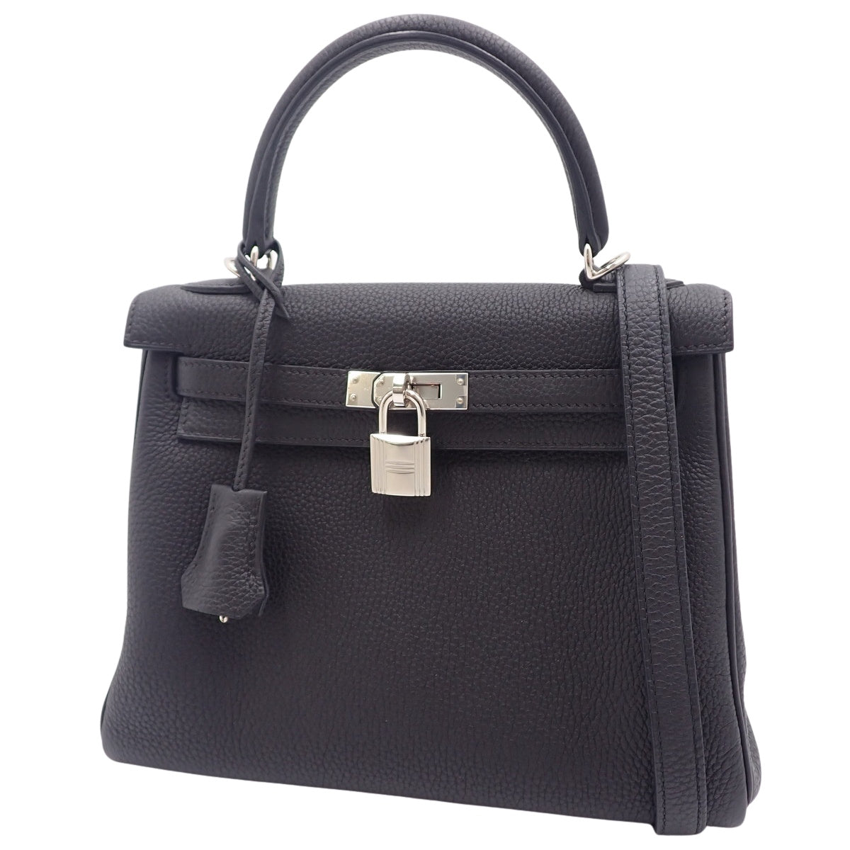 Kelly 25(内缝线)Togo 皮革,钯金配件,黑色,银色配件,Z 字印记