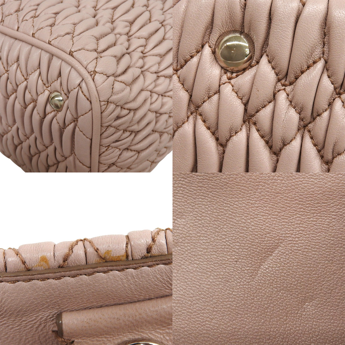 粉色皮革绗缝纳帕水晶两用包 RN0896