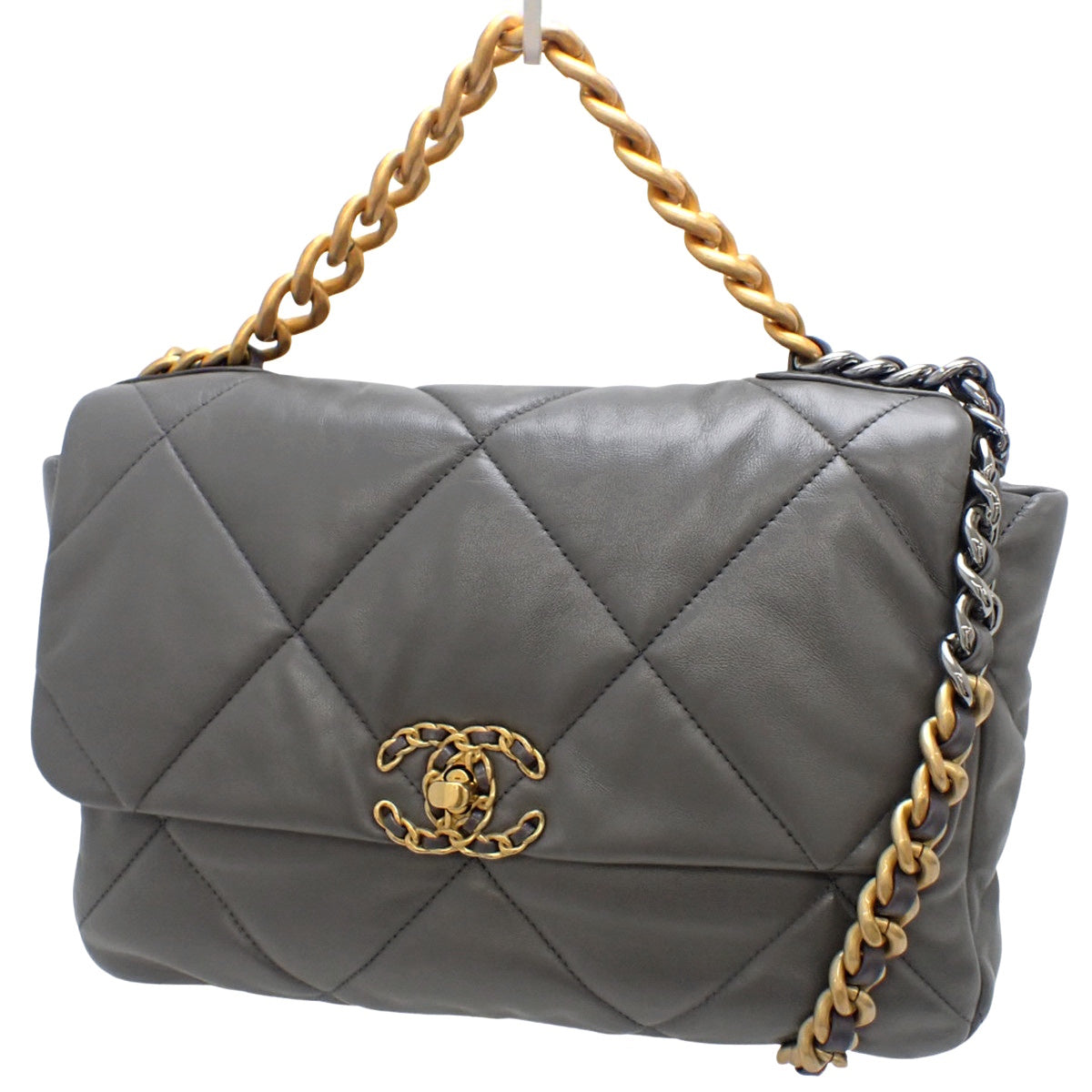 Chanel 19 Matelasse Disneuf 小羊皮灰色 AS1161