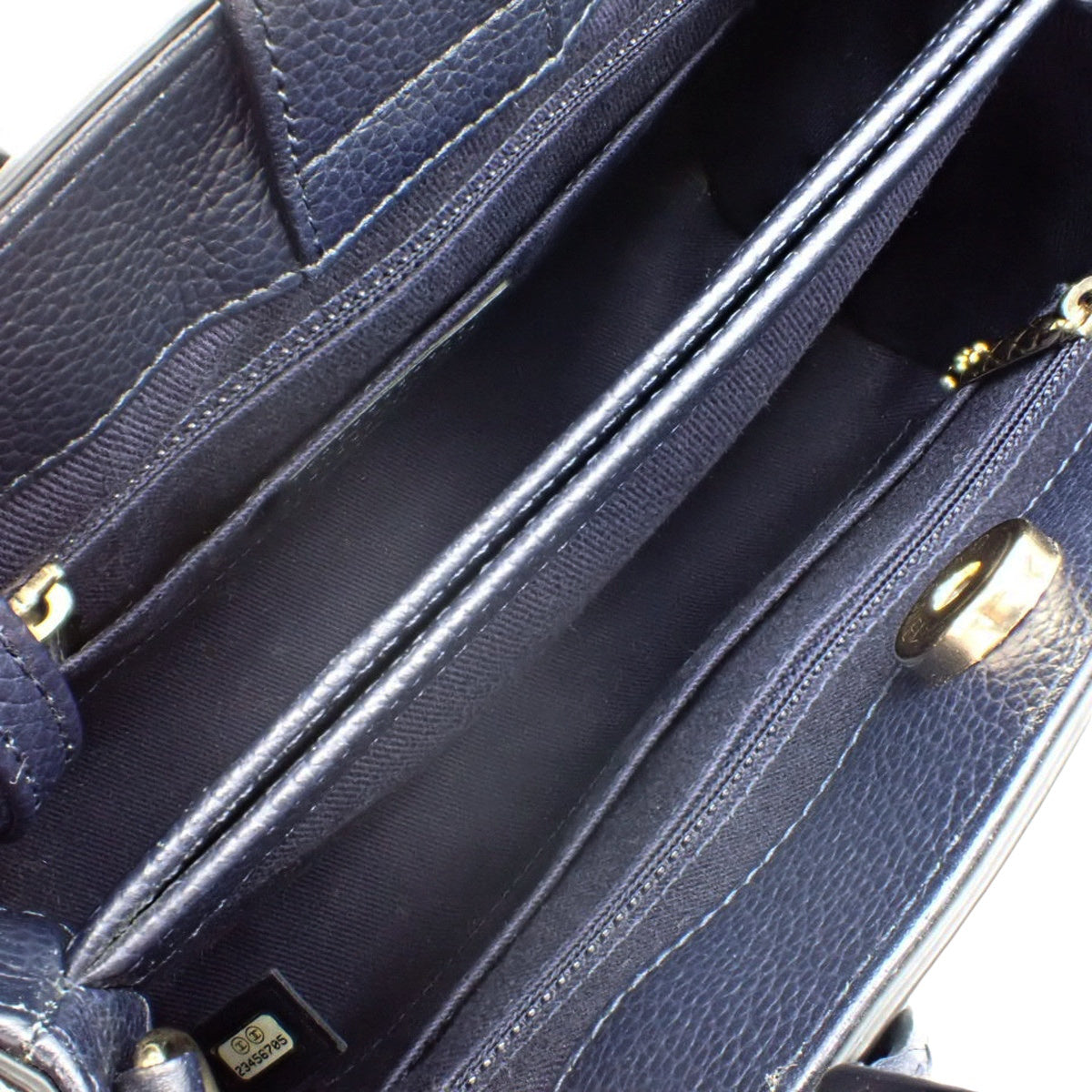 Neo Executive Tote 小号皮革海军蓝手提包 A69929