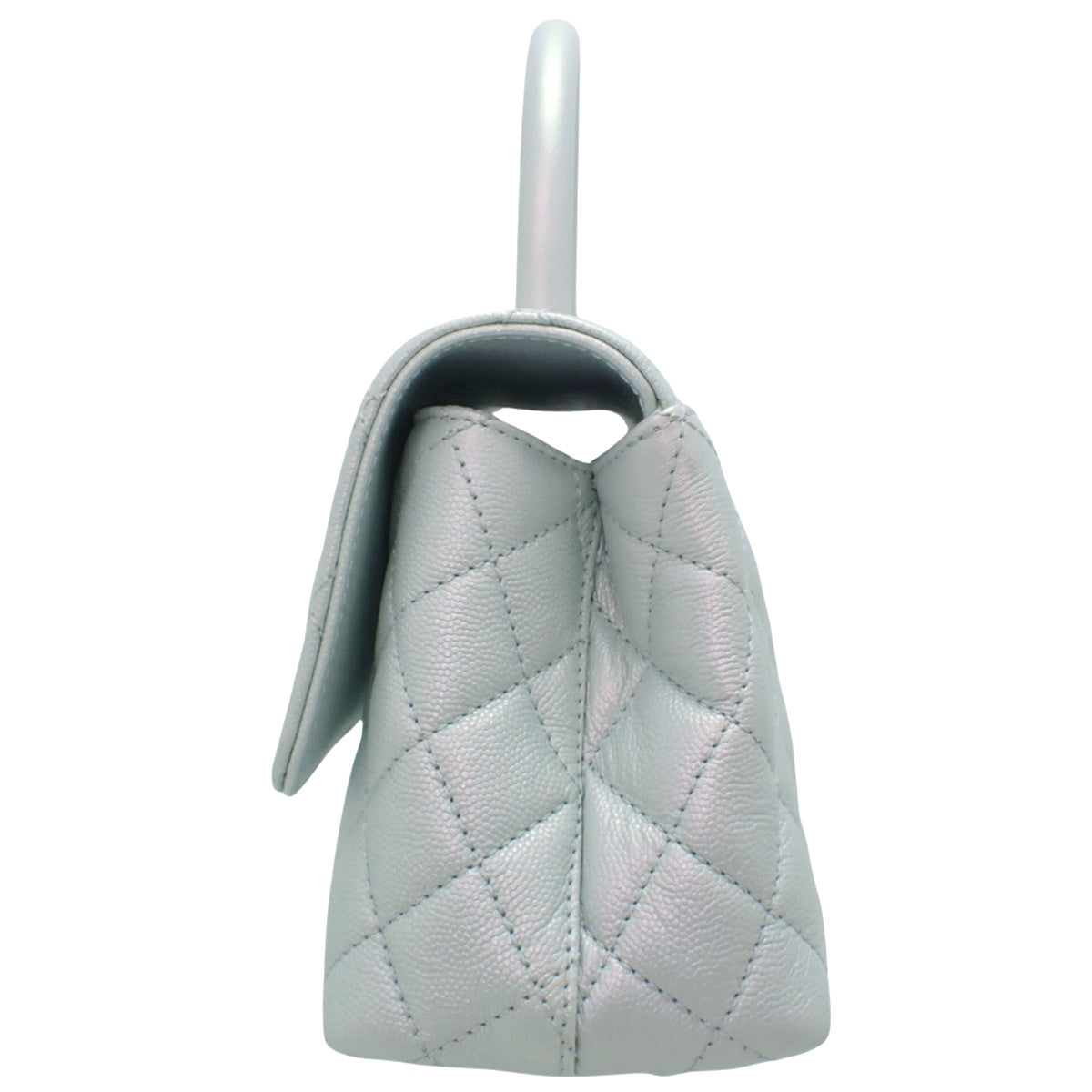 Matelasse Coco Handle XS Caviar Skin, Silver White, A92990