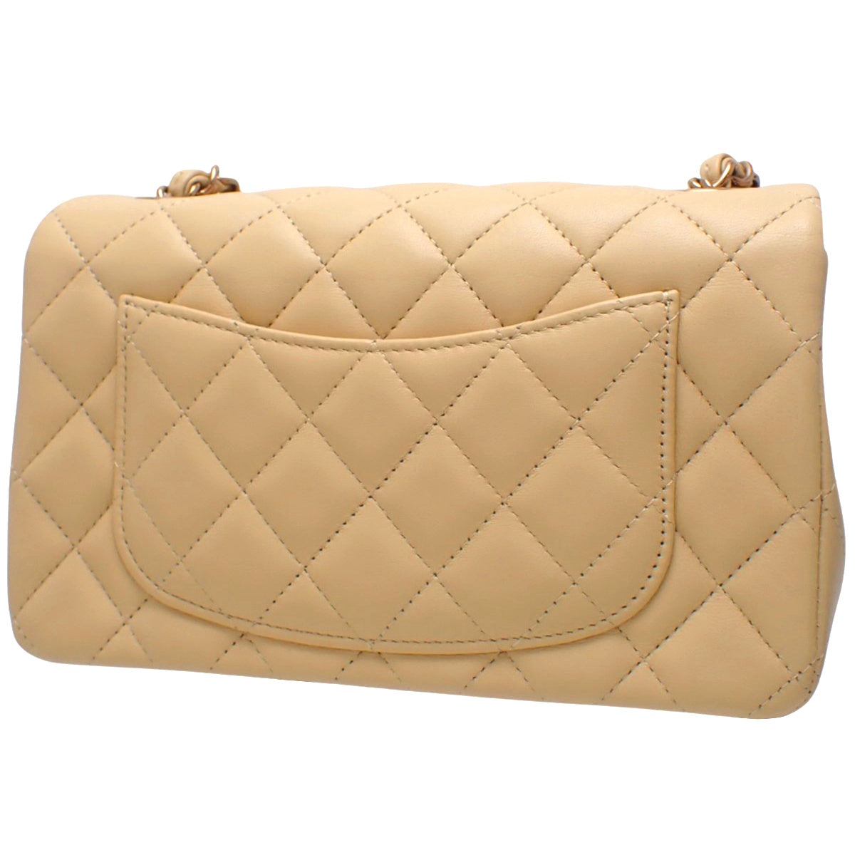 米色羊皮绗缝迷你经典手提包 A69900