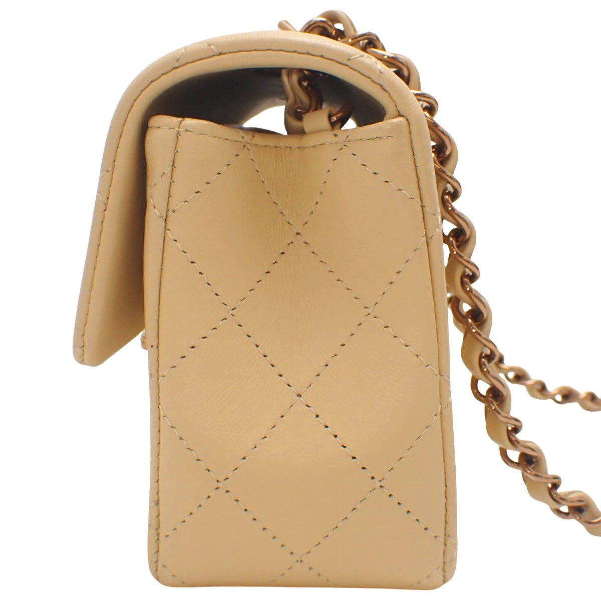 米色羊皮绗缝迷你经典手提包 A69900