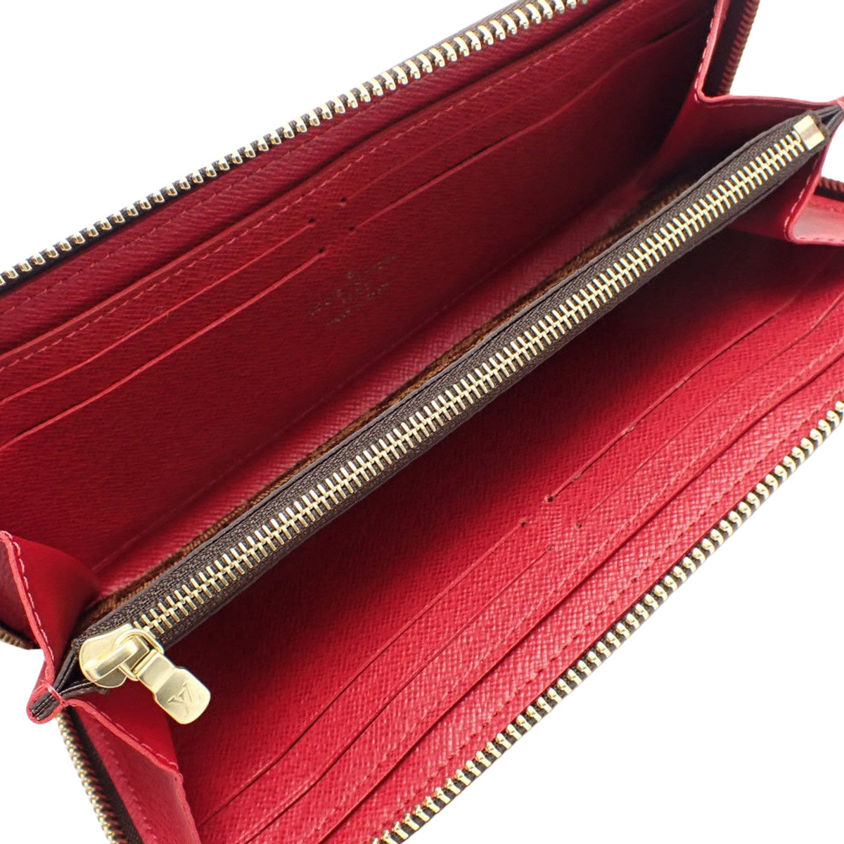 Damier Ebene Clemence Wallet in Brown and Red N60534