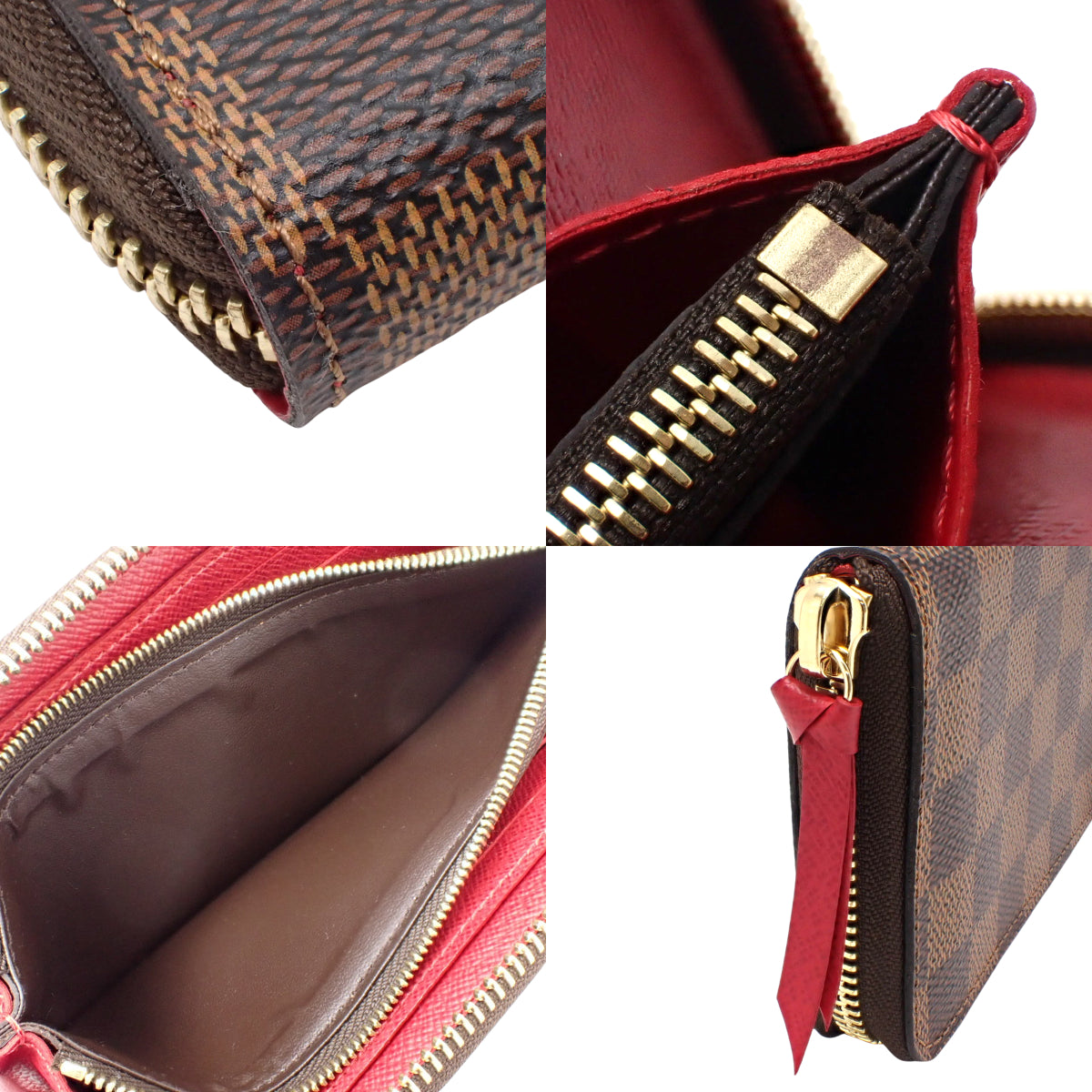 Damier Ebene Clemence Wallet in Brown and Red N60534