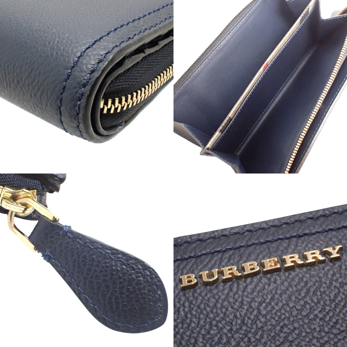 ジップアラウンド 長財布 レザー ネイビー