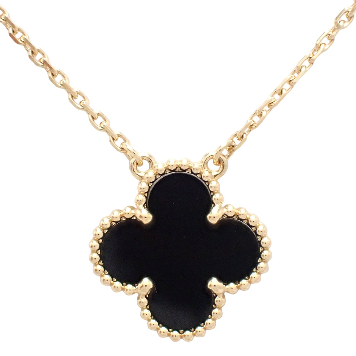 ヴィンテージ アルハンブラ ペンダント オニキス イエローゴールド K18YG アクセサリー ジュエリー クローバーモチーフ