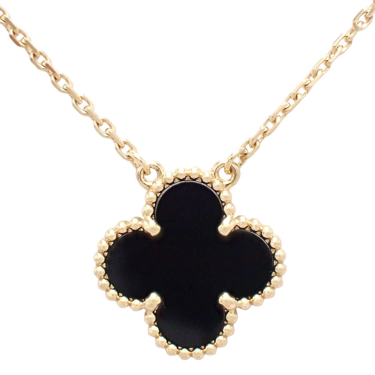 ヴィンテージ アルハンブラ ペンダント オニキス イエローゴールド K18YG アクセサリー ジュエリー クローバーモチーフ