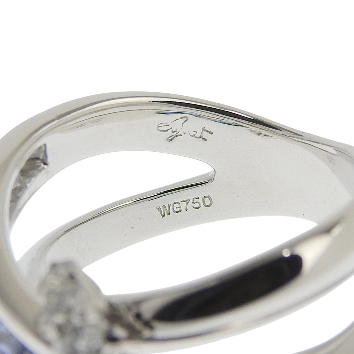 双月形戒指,蓝宝石/钻石,S1.31/D0.51,白金,K18WG,10.7克