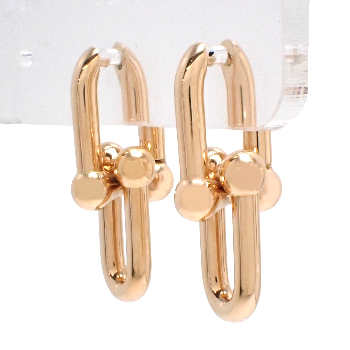 ミディアム リンク ピアス ピンクゴールド K18PG