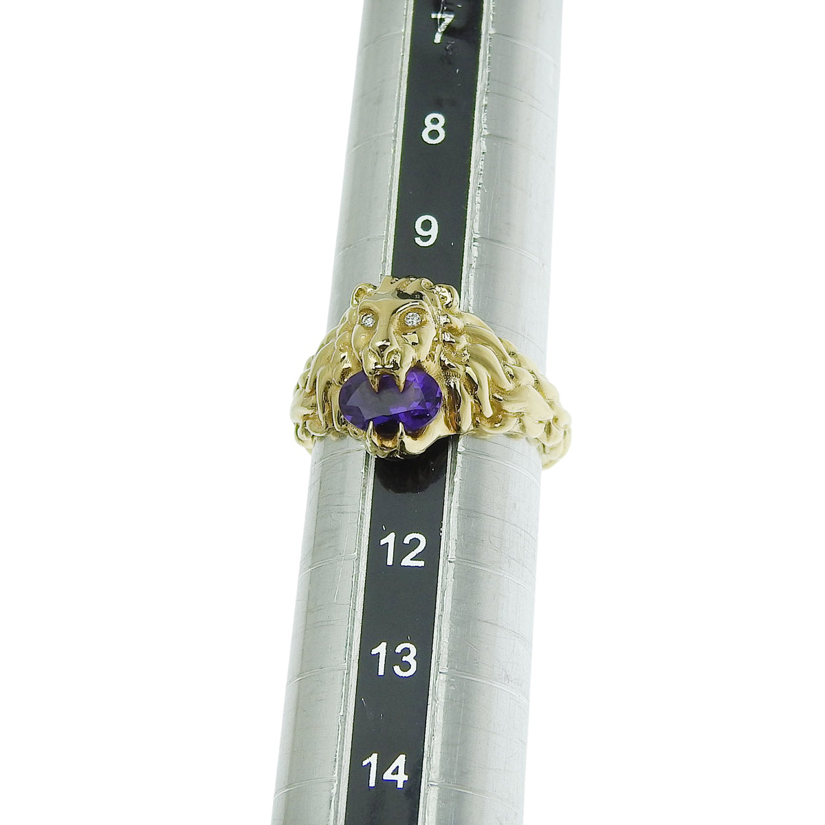 Lion Head Amethyst/Diamond Yellow Gold 18KYG