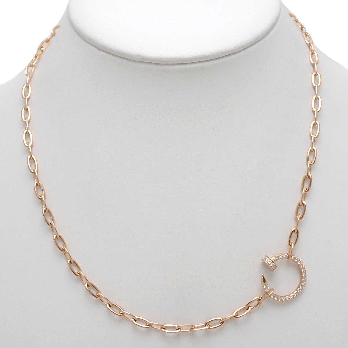 ジュスト アン クル ネックレス、パヴェ ピンクゴールド K18PG