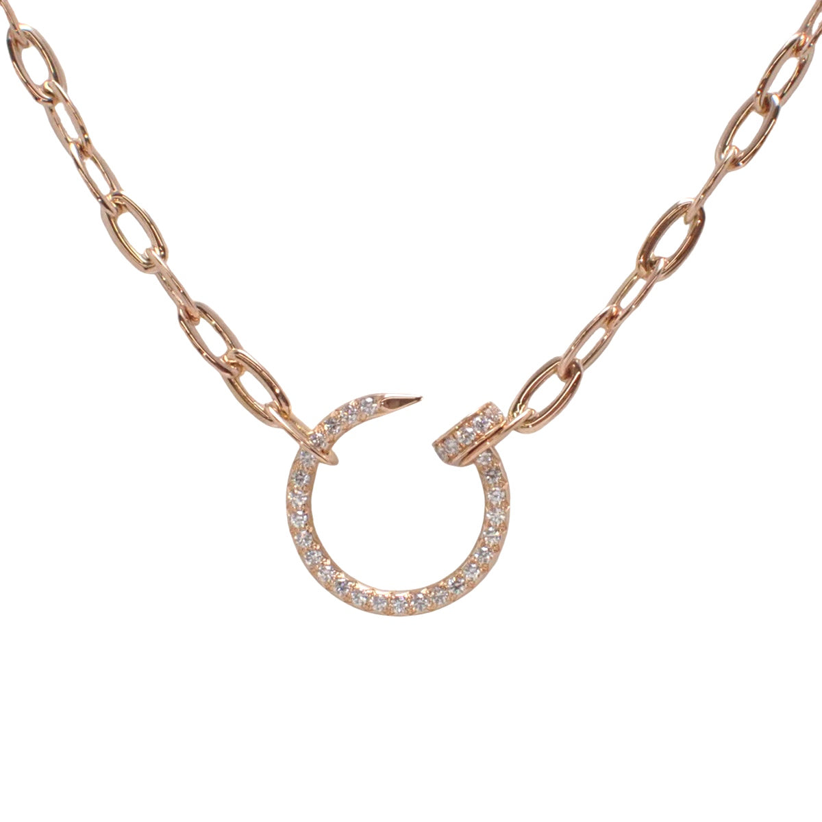 ジュスト アン クル ネックレス、パヴェ ピンクゴールド K18PG