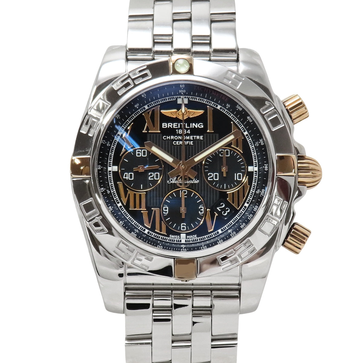 クロノマット44 ビコロ IB0110 PG/SS ブラック 自動巻き メンズ