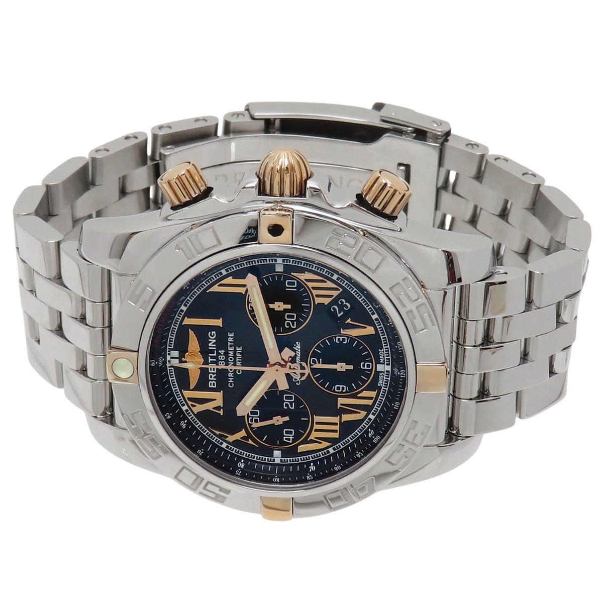 クロノマット44 ビコロ IB0110 PG/SS ブラック 自動巻き メンズ