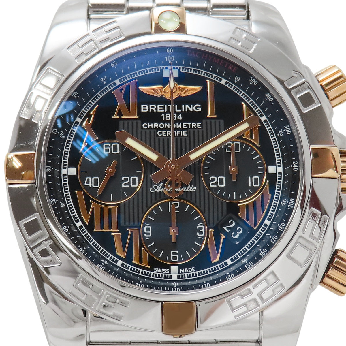 Chronomat 44 Bicolor IB0110 PG/SS Black Automatic Men's