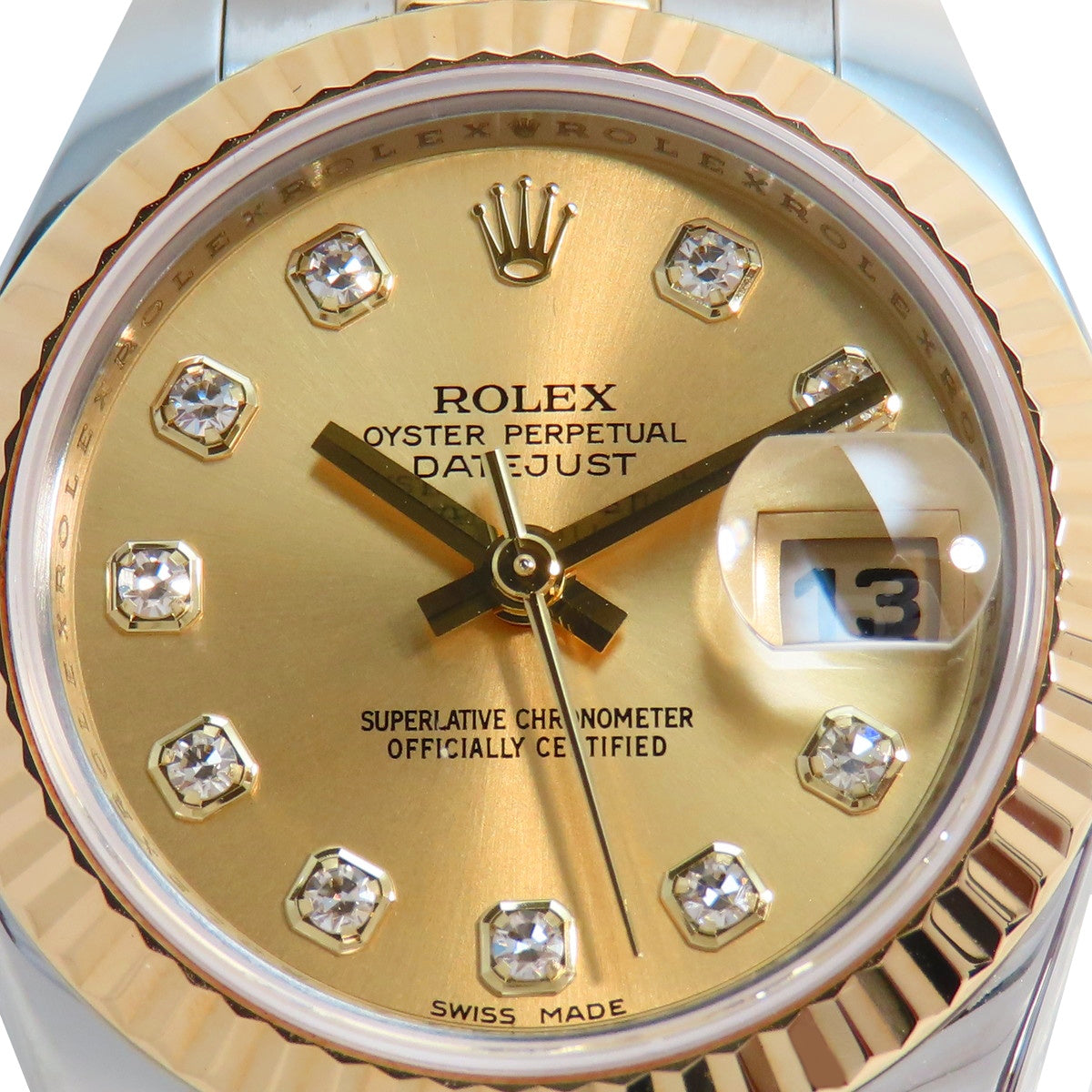 Datejust 179173G YG/SS Z-number Diamond Index Automatic Women's Watch