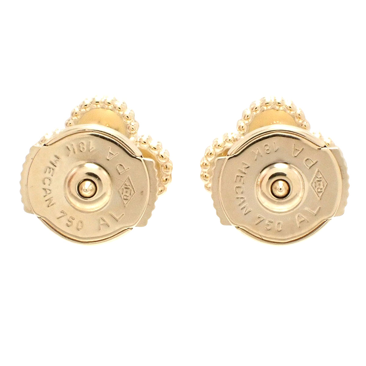 甜美的阿尔罕布拉耳环,采用白色珍珠母贝和18K黄金材质