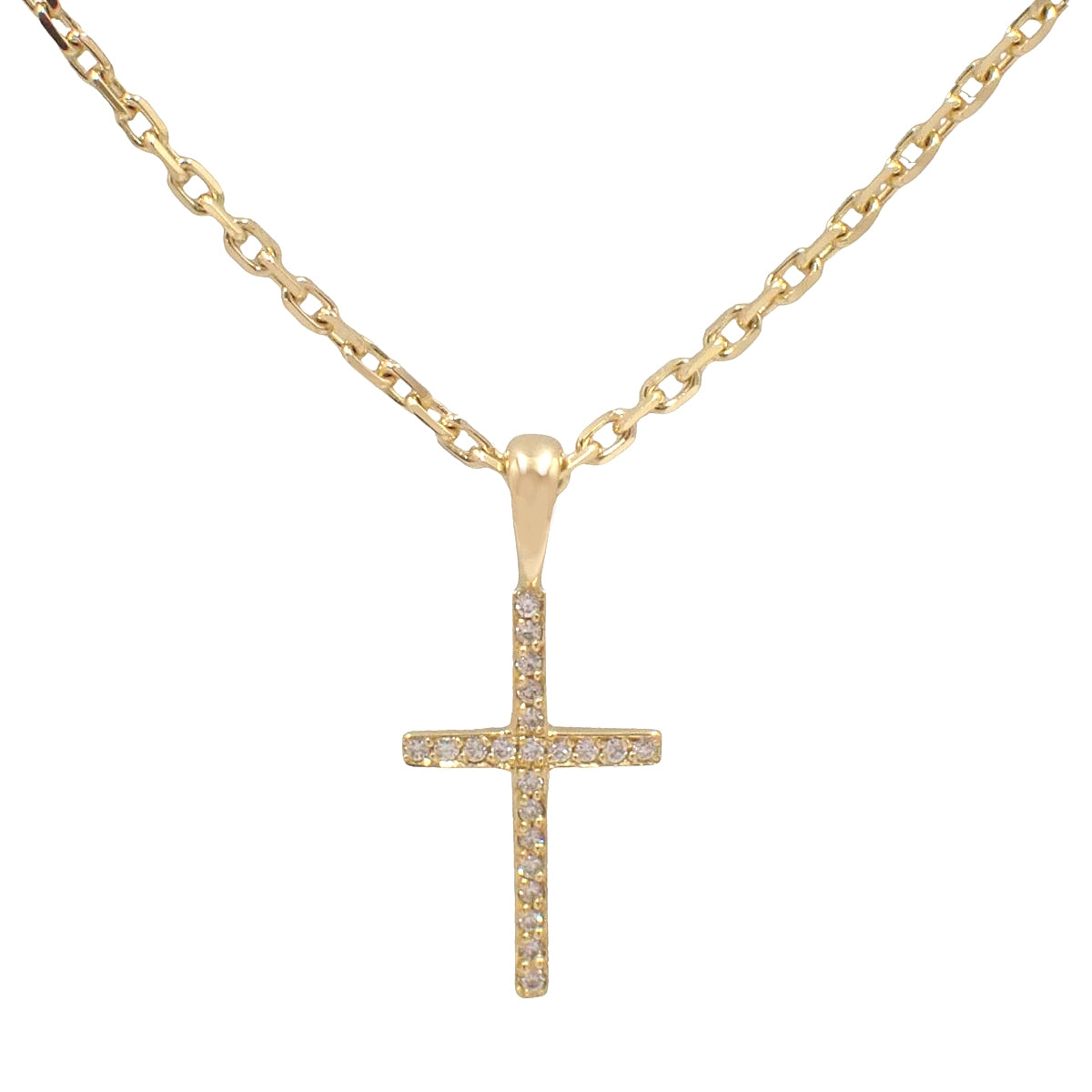 EYEFUNNY Diamond Cross Necklace in 18K Yellow Gold, 4.6g
