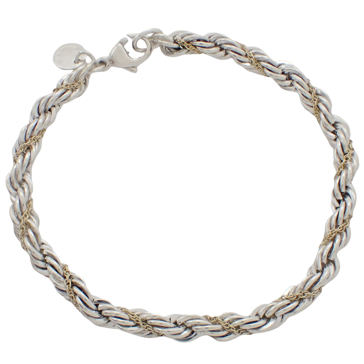 Twisted rope bracelet in silver SV925 and yellow gold K18YG