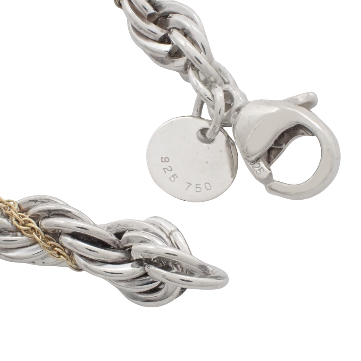 ツイスト ロープ ブレスレット シルバー SV925 イエローゴールド K18YG