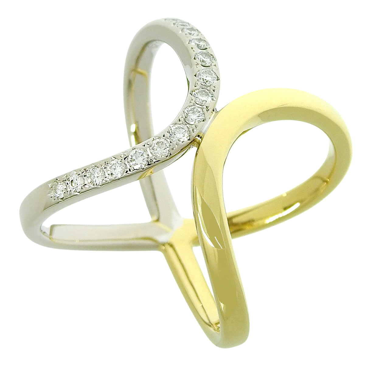 Cross ring diamond K18WG K18YG