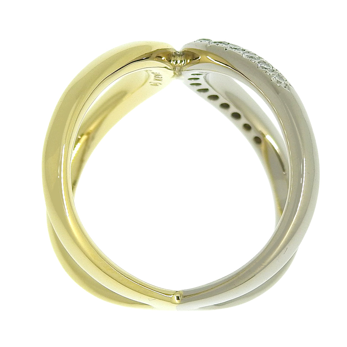 クロス リング ダイヤモンド K18WG K18YG