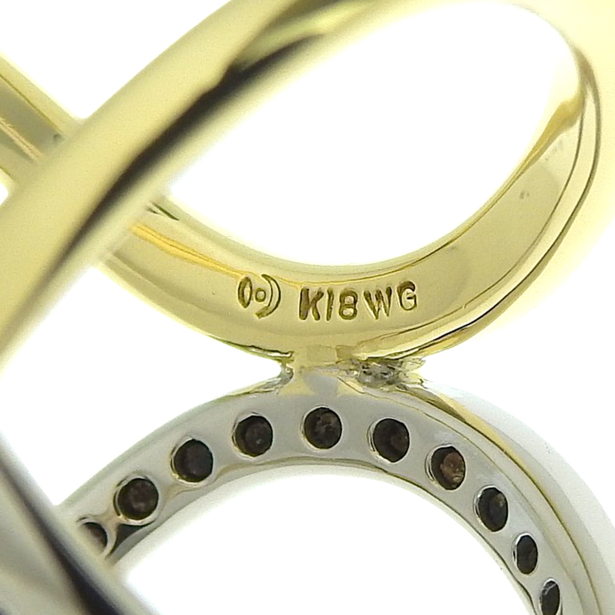 クロス リング ダイヤモンド K18WG K18YG