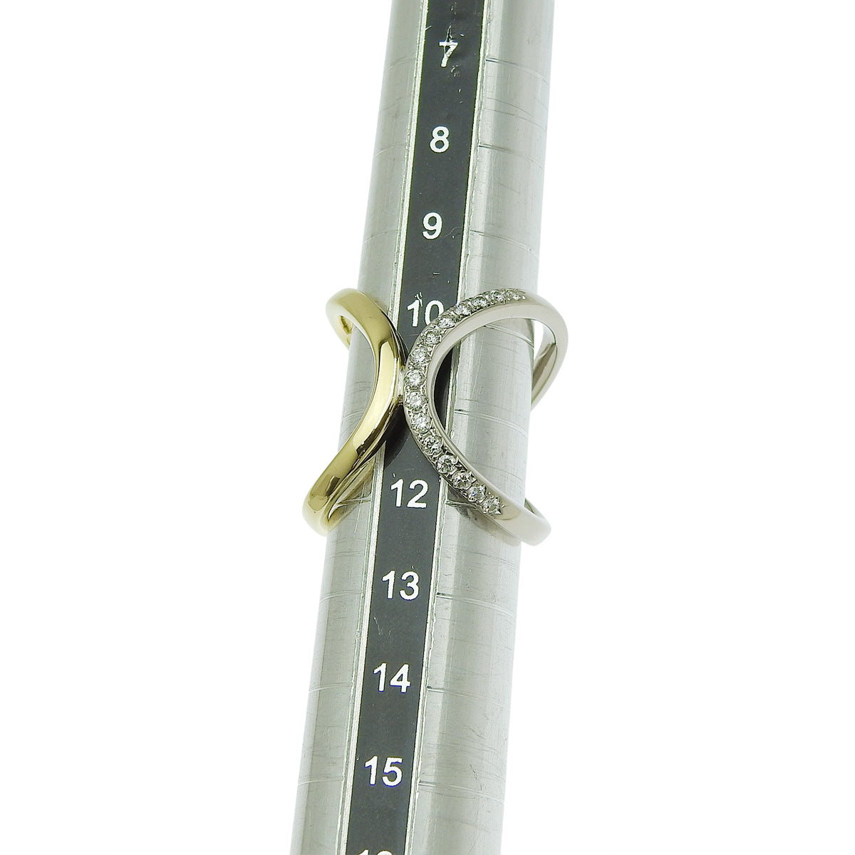 クロス リング ダイヤモンド K18WG K18YG