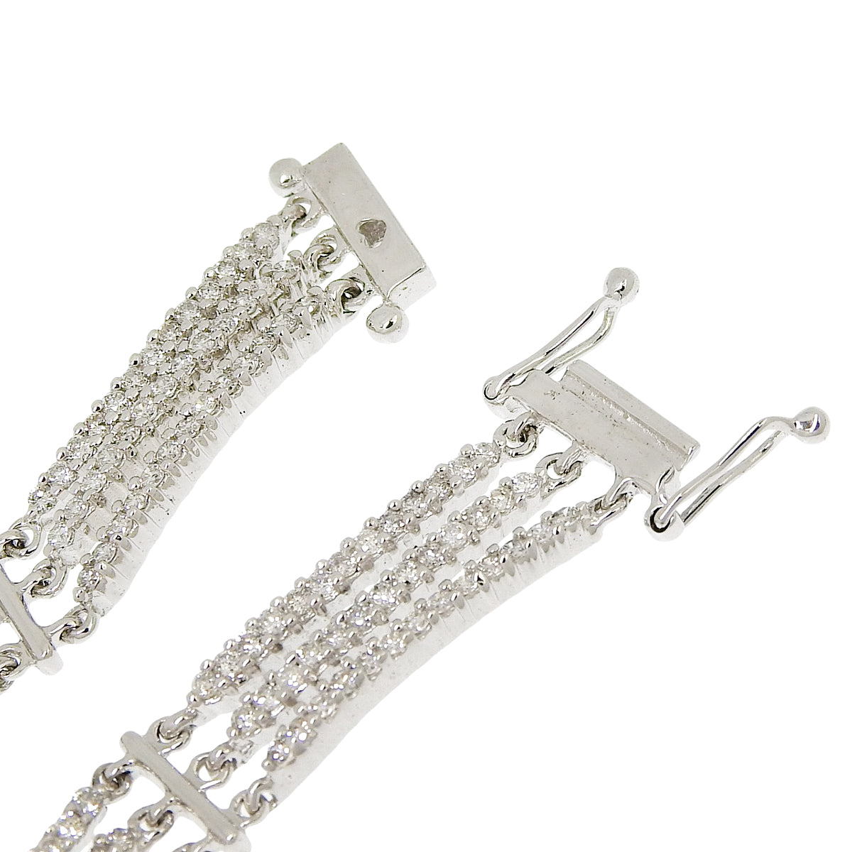 三列 ダイヤモンド ブレスレット D2.56 ホワイトゴールド K18WG 13.6g